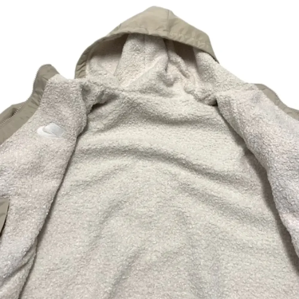 New NIKE NSW Sherpa Reversible Tan Cream Full Zip Jacket | M